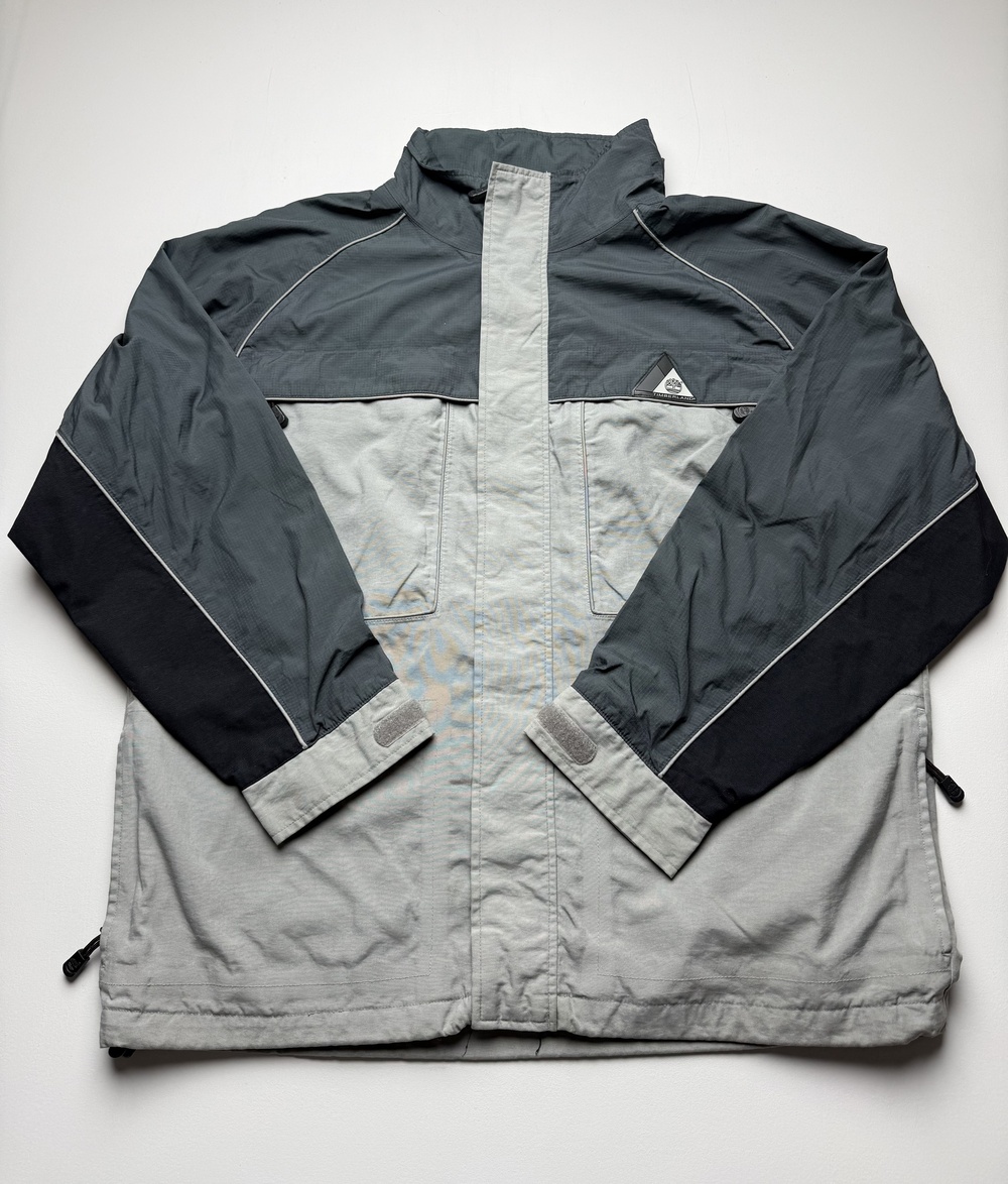 Timberland Weathergear Jacket Mens Large Gray Full Zip Waterproof Windbreaker